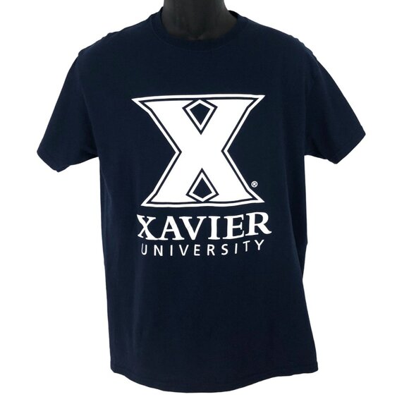 Gildan Other - Xavier University T Shirt Mens Size Medium Navy Blue Short Sleeve Musketeers